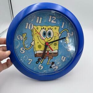 Vintage 2002 SpongeBob SquarePants Blue Bubble Wall Clock Nickelodeon Viacom